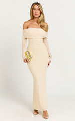 Bethanie Maxi Dress - Off The Shoulder Mesh Dress in Cream