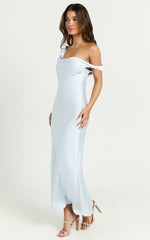 Alexia Midi Dress - One Shoulder Bust Slip Dress in Ice Blue