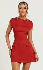 Wyatt Mini Dress -  Short Sleeve Corset A Line Dress in Red