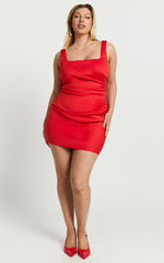 Big Love Mini Dress - Square Neck Bodycon Dress in Red