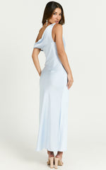 Alexia Midi Dress - One Shoulder Bust Slip Dress in Ice Blue