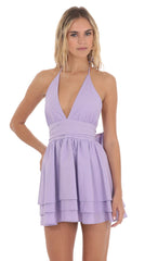 Open Back Halter Dress in Lavender