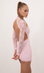 Open Back Dress in Pink Floral Lace