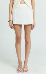 Cora Mini Skort - Linen Side Split Fitted Mini Skort in White