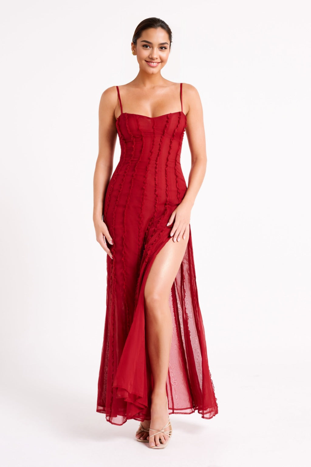 Jacinta Chiffon Maxi Dress - Vermilion Red