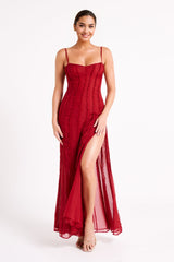 Jacinta Chiffon Maxi Dress - Vermilion Red