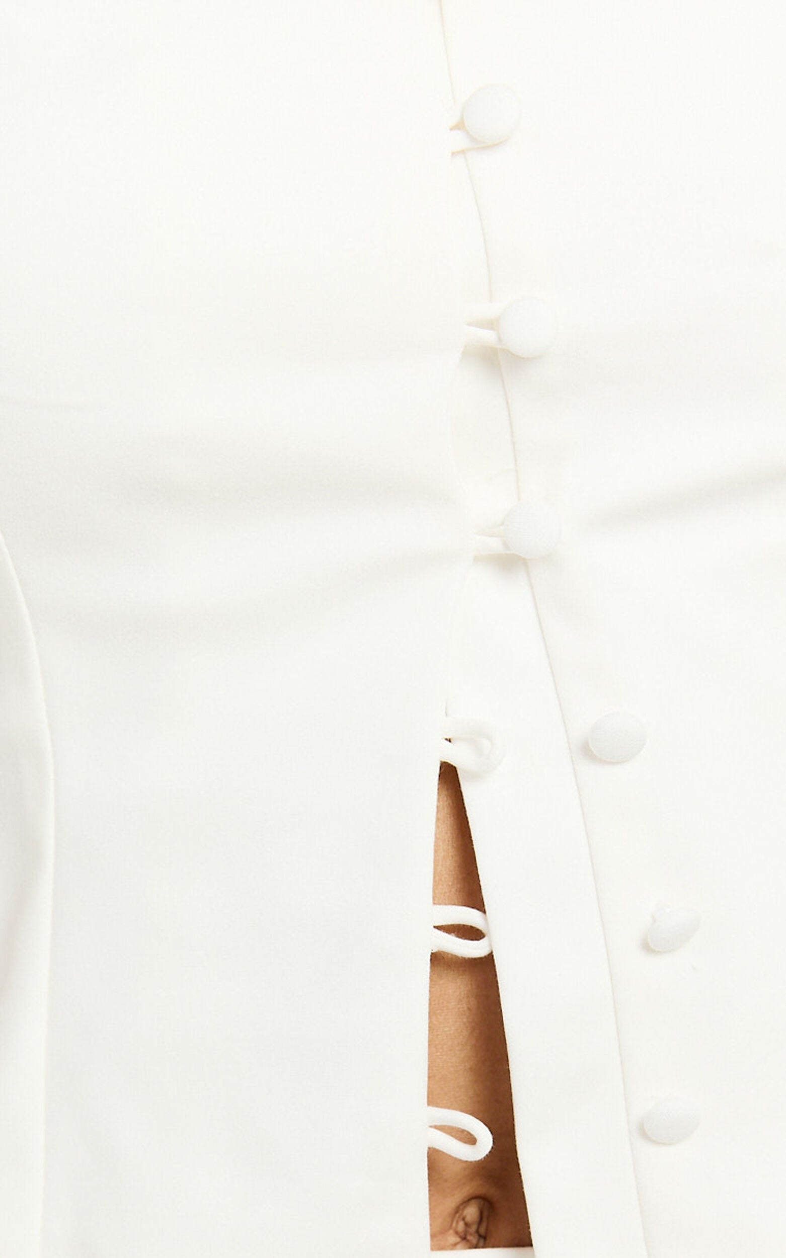 Abellina Top - Square Neck Open Back Button Down Fitted Top in White