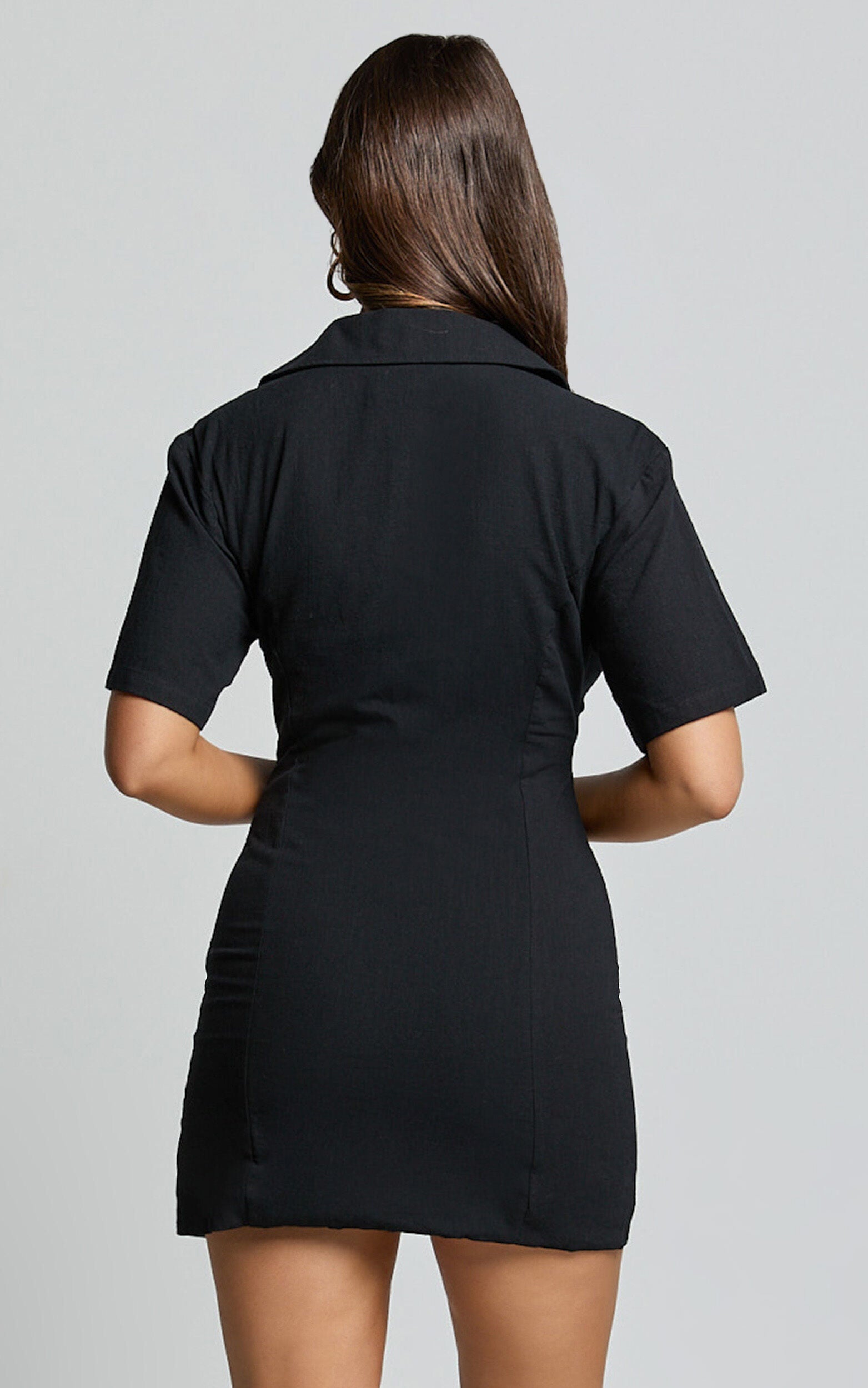 Marsha Mini Dress - Cut Out Short Sleeve Dress in Black