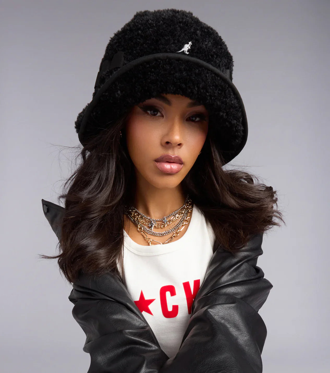 Kangol Faux Fur Shearling Bucket Hat