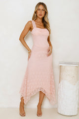 Moonrise Lace Off Shoulder Maxi Dress Pink