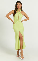 Amalie The Label - Levine Halter Front Cut Out Midi Dress in Citrus