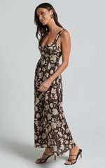 Amalie The Label - Kai Double Tie Back Midi Dress in Sahara Print