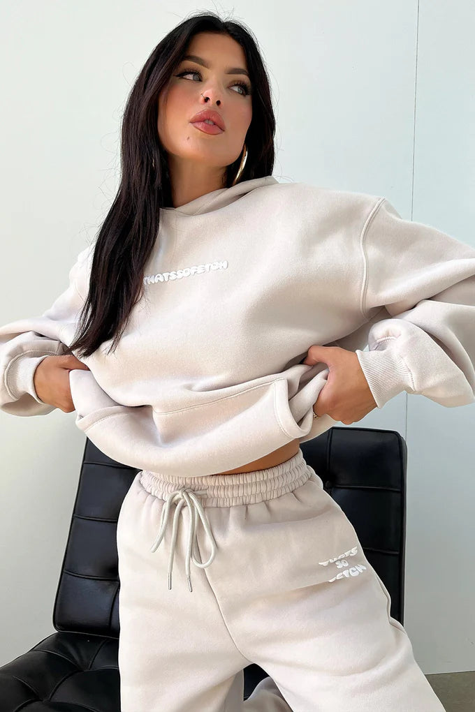 With Love Always Oversized Hoodie - Bone