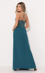 Lace Maxi Dress in Teal