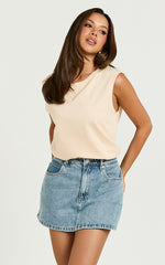 Gia Tee - High Neck Tshirt in Nude