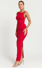 Ralphie Midi Dress - Backless Slip Dress in Red