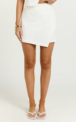 Sara Linen Skort - Wrap Asymmetric Mini Skort in White