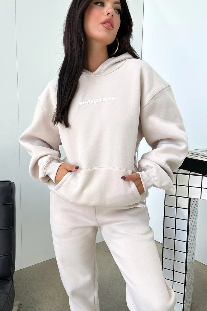 With Love Always Oversized Hoodie - Bone