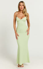 Rhaima Midi Dress - Open Back Strap Detail Dress in Sage
