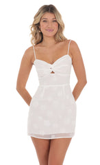 Chiffon Floral Front Twist Dress in White