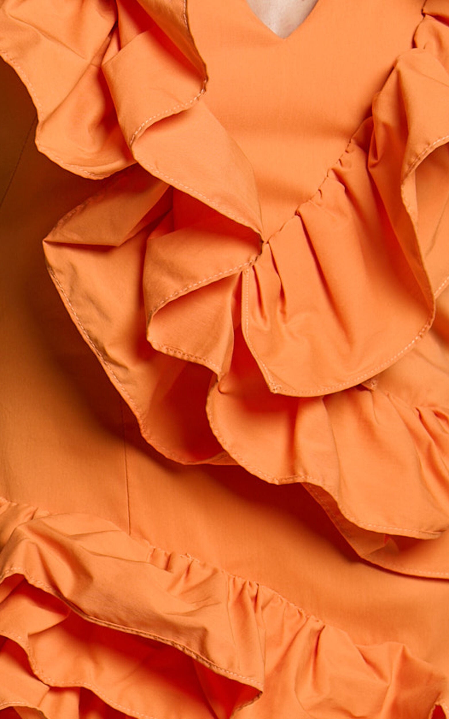 Amalie The Label - Lilou Ruffle Detail Cut Out Mini Dress in Orange
