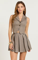 Andie Mini Skirt - Tailored Pleated Mini Skirt in Grey