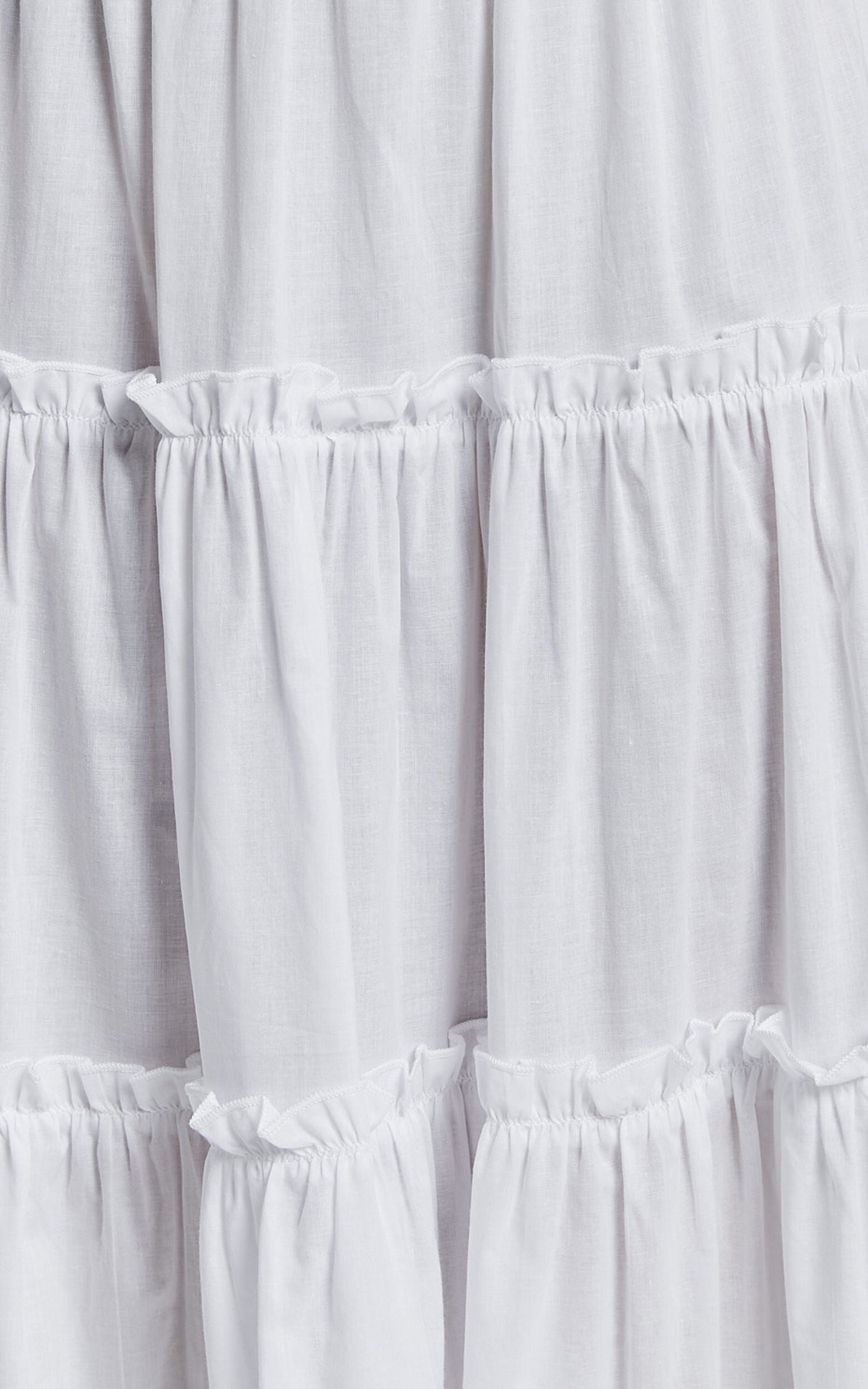 Aeonium Maxi Skirt - Cotton Elasticated Waist Tiered Skirt in Off White