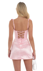 Satin Bodycon Dress in Pink
