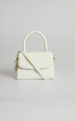 Lanielyn Mini Top Handle Crossbody Bag in White Croc
