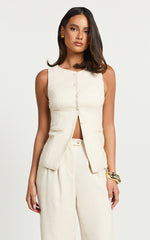 Andie Top - Crew Neck Longline Vest Top in Cream