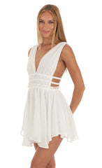 Plunge A-Line Dress in White