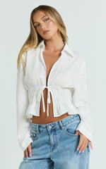Herlyn Shirt - Ruched Detail Scrunch Shirt in White