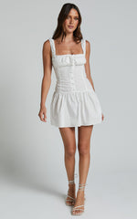 Lioness - Heart Shaped Mini Dress in PORCELAIN