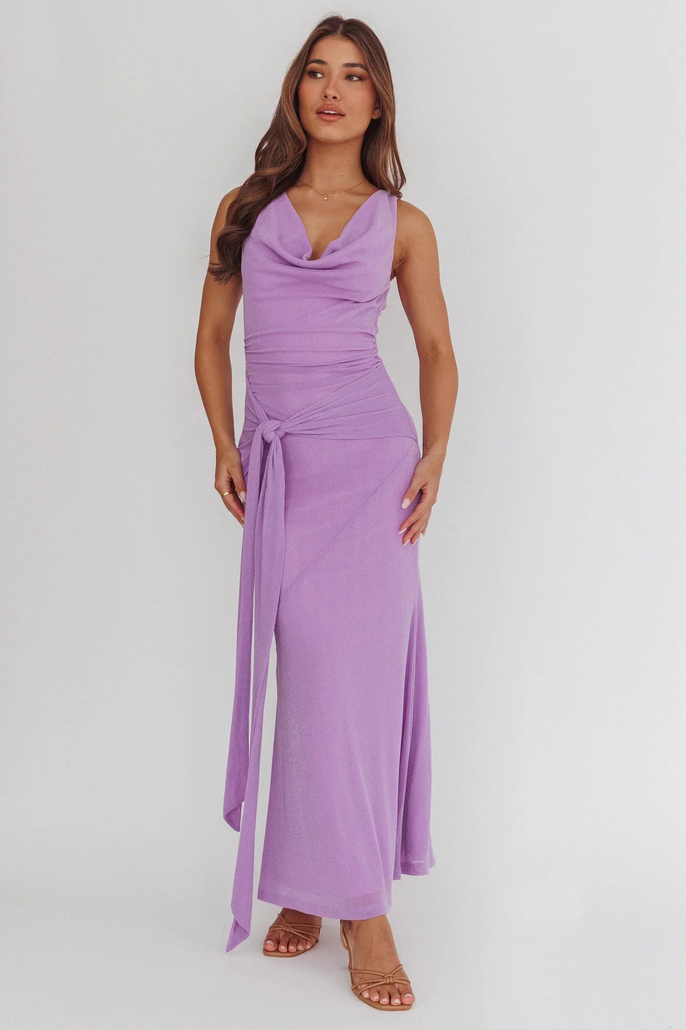 Daly Waist Sash Maxi Dress Lilac