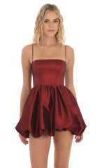 Bubble Skirt Dress in Deep Red