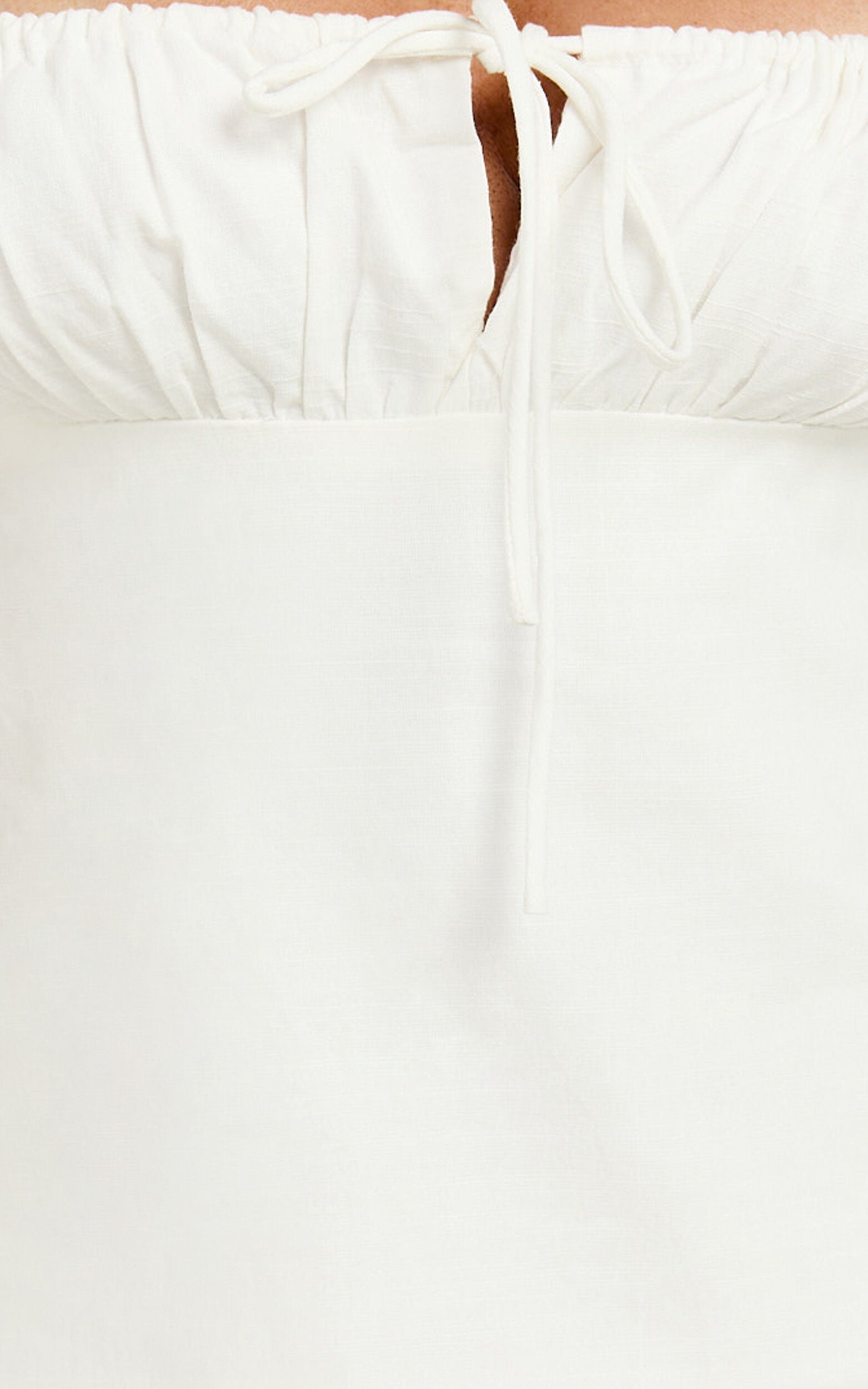 Maddy Mini Dress - Ruched Bust Short Sleeve Dress in White