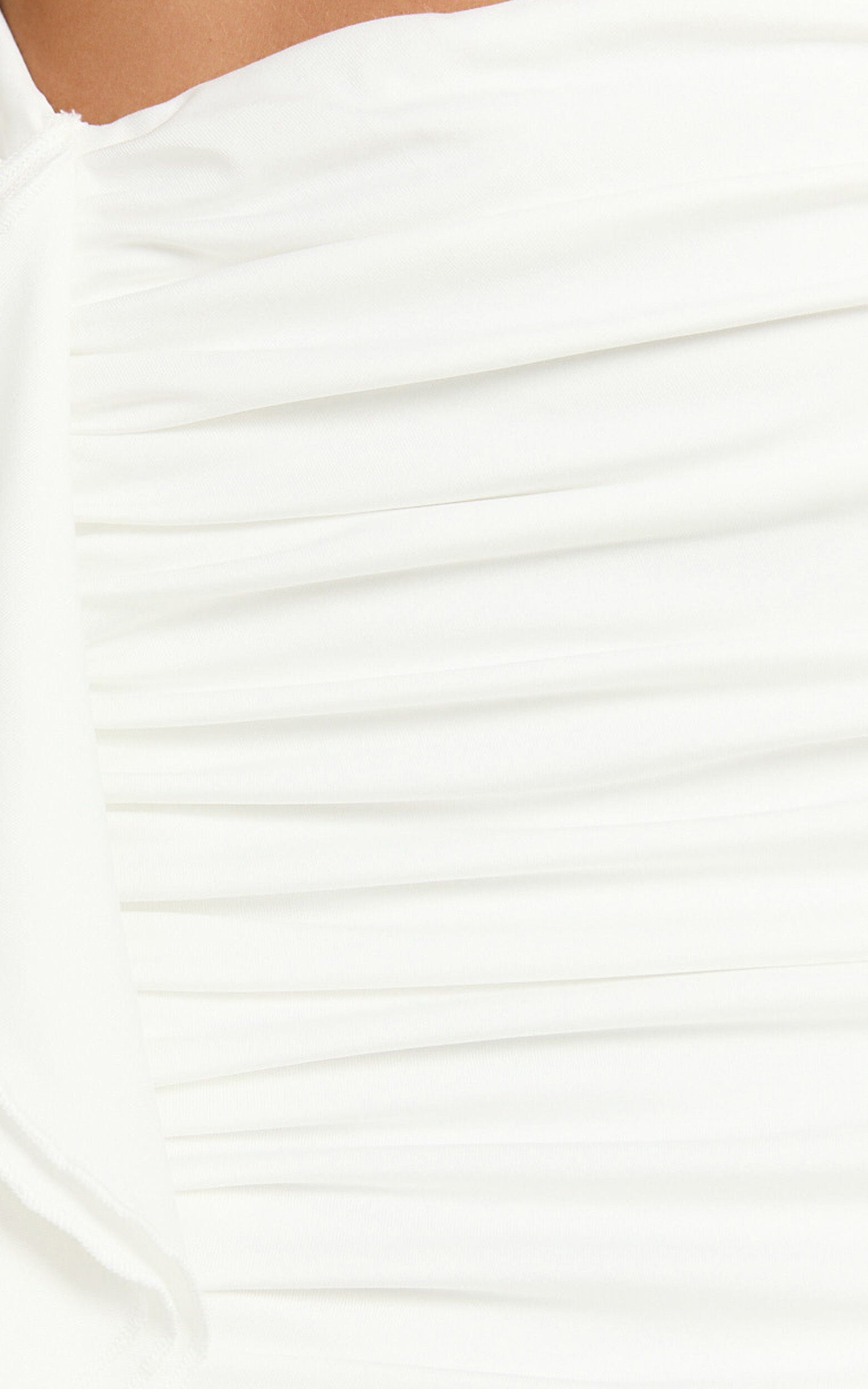 Tash Mini Skirt - Asymmetrical Gathered Ruffle Skirt in White
