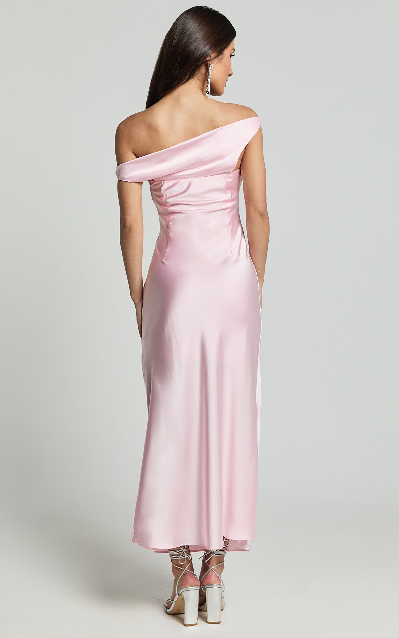 Alexia Midi Dress - One Shoulder Bust Slip Dress in Soft Pink