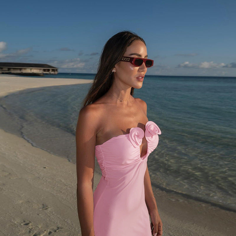 Pink Maxi Dress With Flowers
