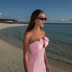 Pink Maxi Dress With Flowers