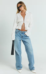 Herlyn Shirt - Ruched Detail Scrunch Shirt in White