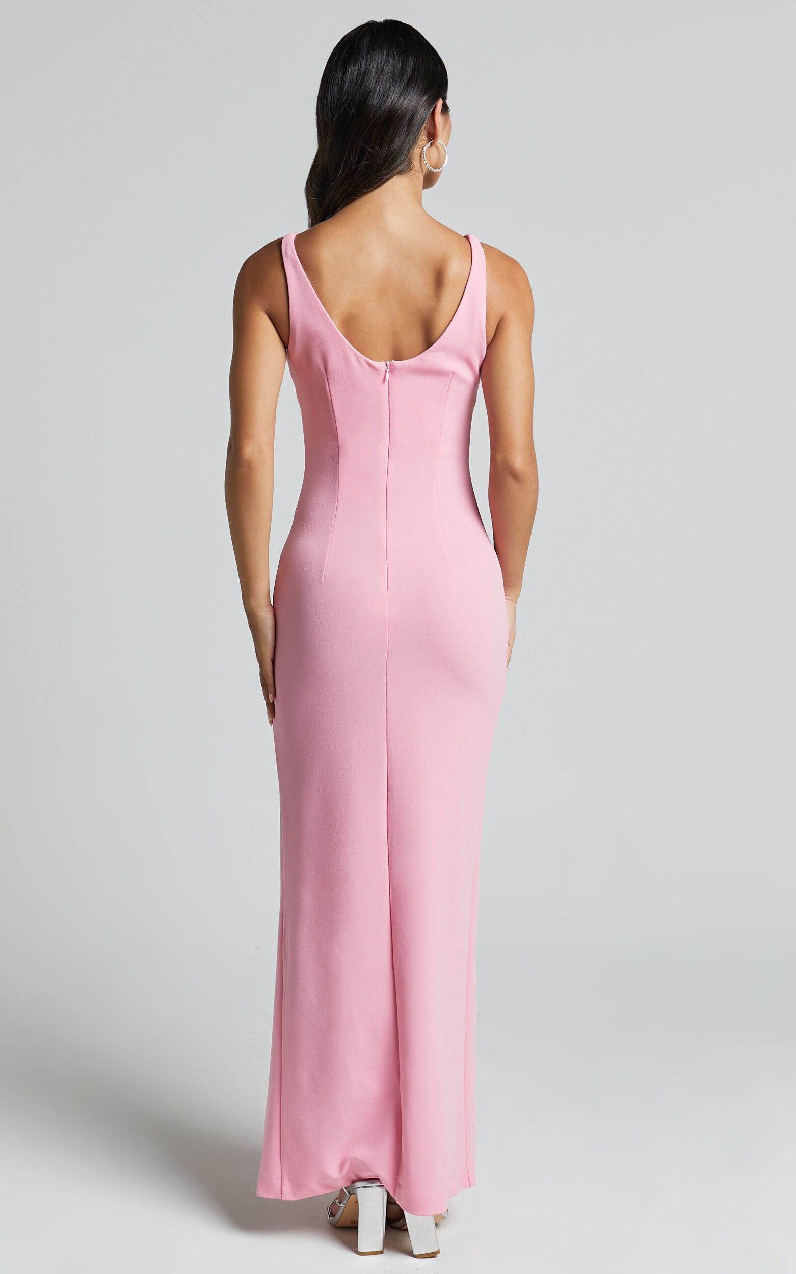 Indi Maxi Dress - Boat Neck Bodycon Dress in Pink
