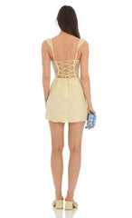Sweetheart Neck Lace Dress in Yellow