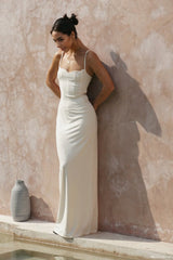 Amorette Lace Trim Maxi Dress - Bone