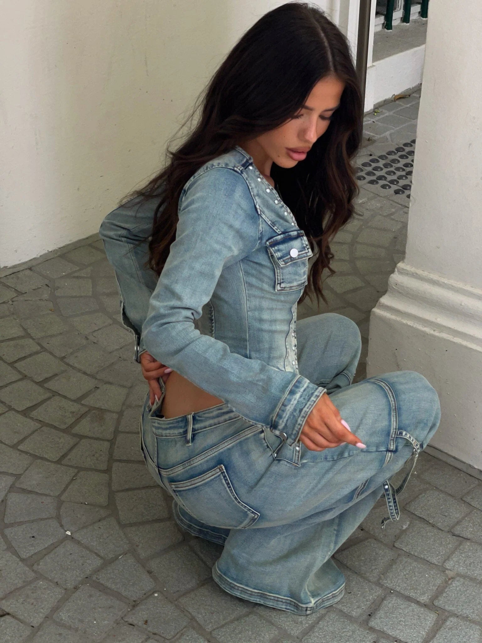 Randi Long Sleeve Top Denim