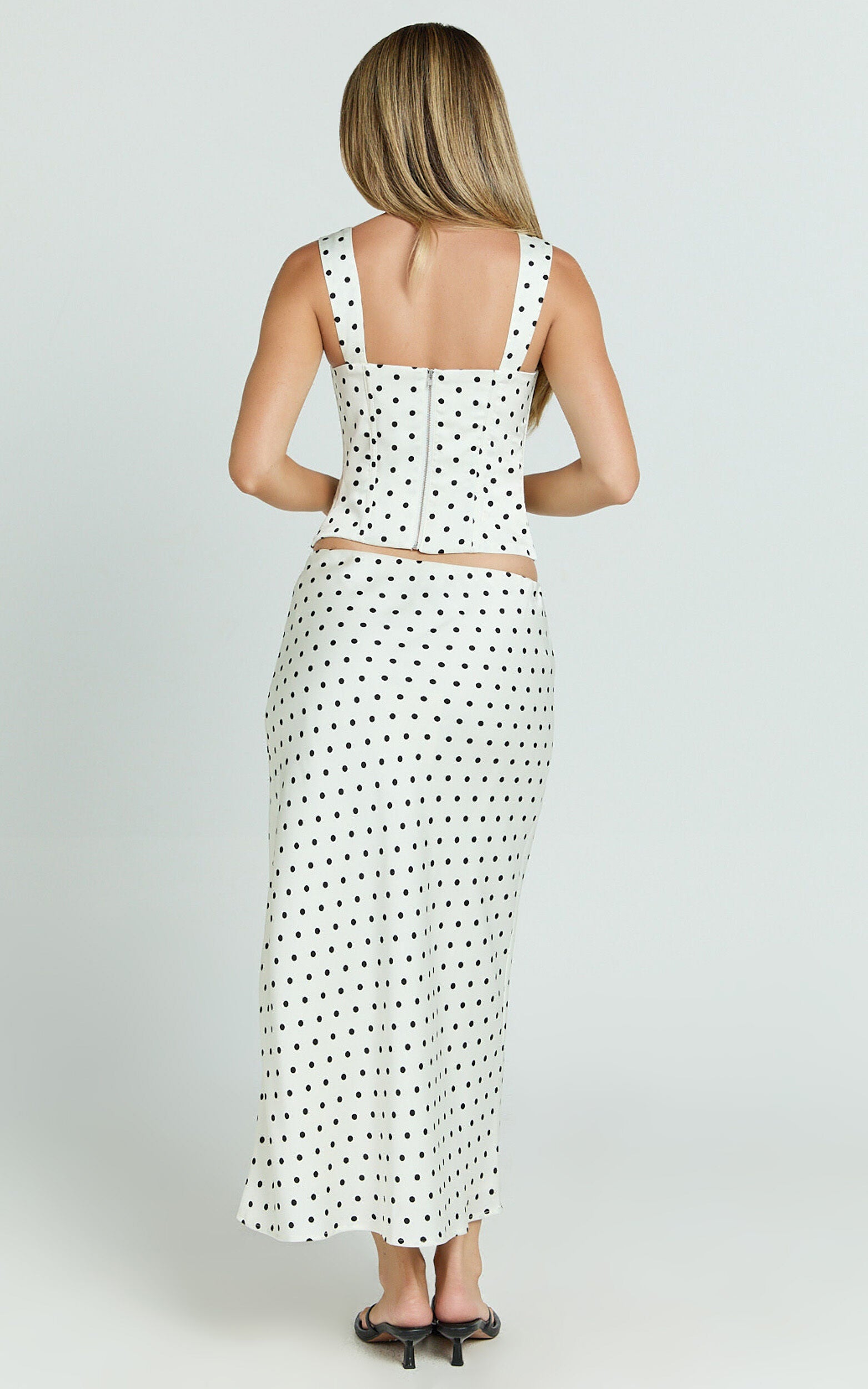 Runaway The Label - Karlita Midi Skirt in White Polka