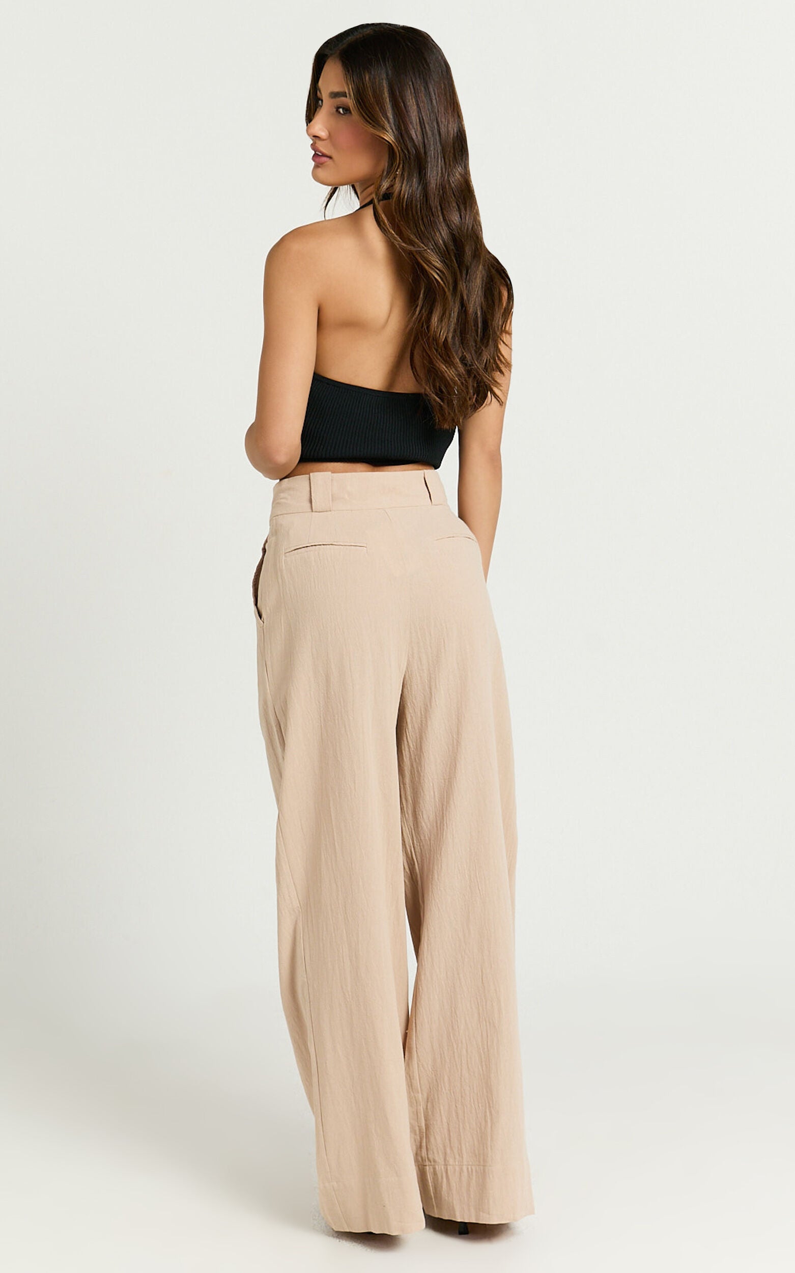 Bette Pants - High Waisted Wide Leg Pants in Stone