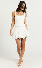 Abellina Top - Square Neck Open Back Button Down Fitted Top in White