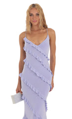Ruffle Maxi Dress in Purple