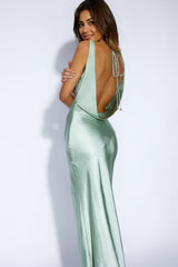 Special Guest Satin Maxi Dress Sage